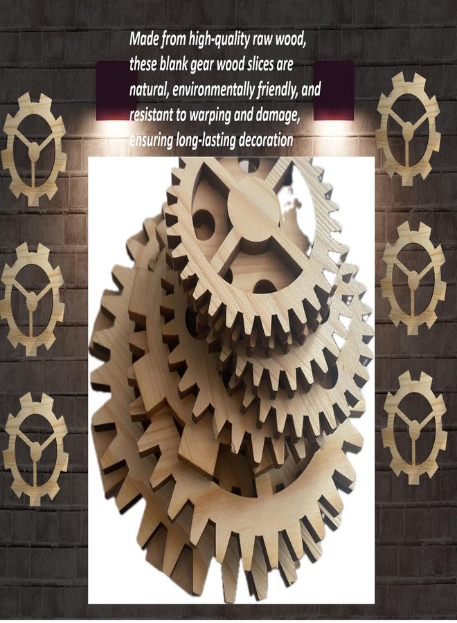AMQUAL 10Pcs Wooden Gear Set - Vintage Industrial Style Wall Decor with DIY Craft Options for Kids，Gear Up for Creativity: Vintage Wood Gears for Wall Art (Includes 4 Sizes) - Image 3